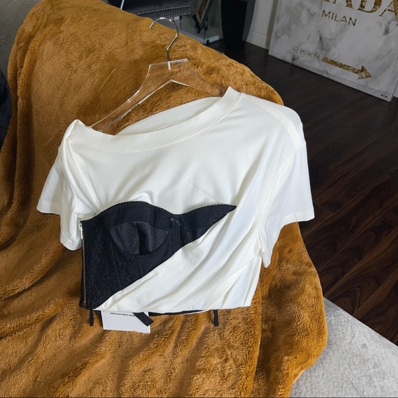 Alexander Wang Draped T-Shirt with Bustier - Picture 4 of 13